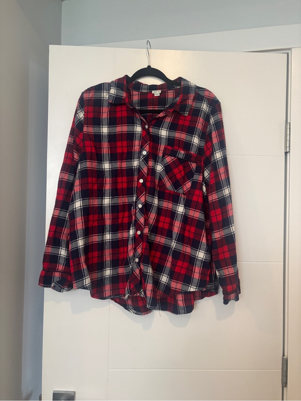 Aerie Red, Black & White Plaid Button-Down Shirt